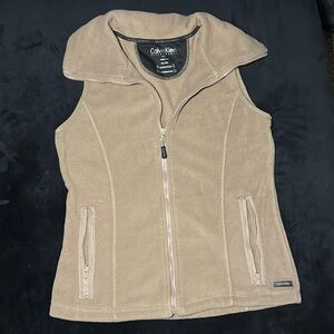 Used Tan Fleece Calvin Klein Performance Vest Size S